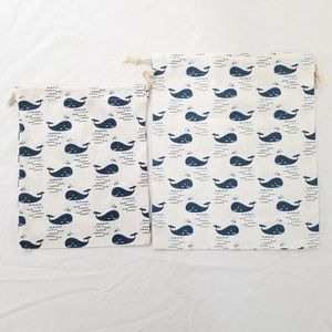 NEW BUNDLE Drawstring Bag Set of 2 Whales Small and XS